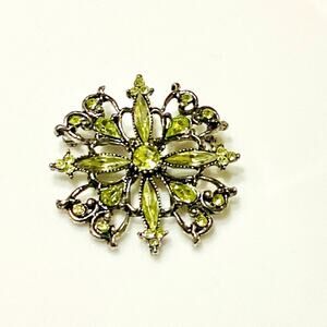Peridot Green Round Brooch